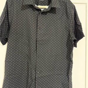 Perry Ellis Black Short-Sleeve Button-Down with White Dot Print